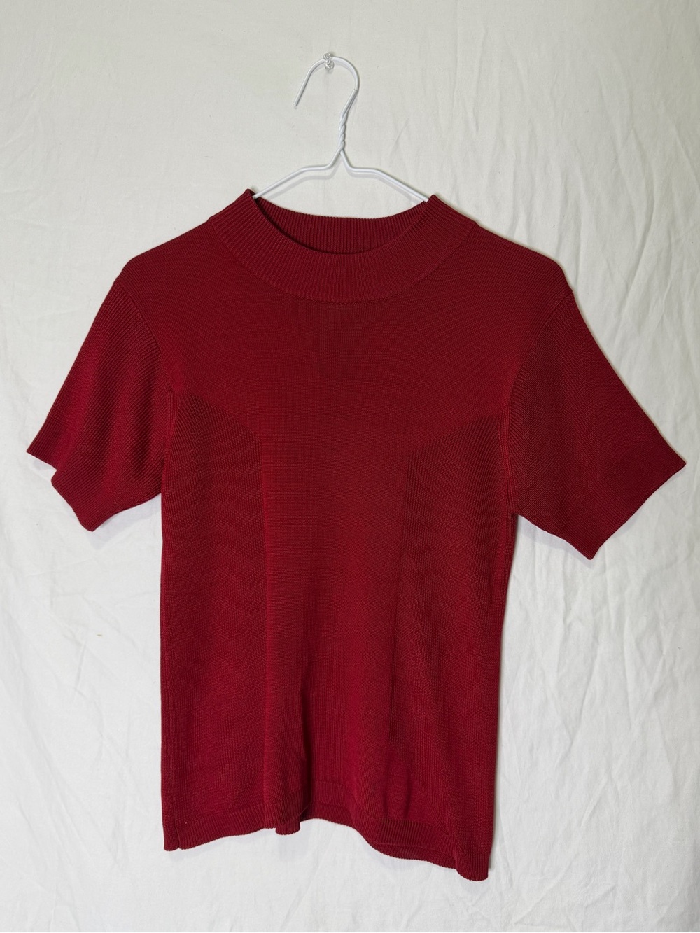 Vintage Votre Nom Short Sleeve Sweater Minimalist  Mock Neck Top Red Size Small